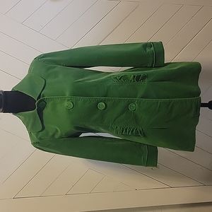 Anthropologie Green Velvet Peacoat